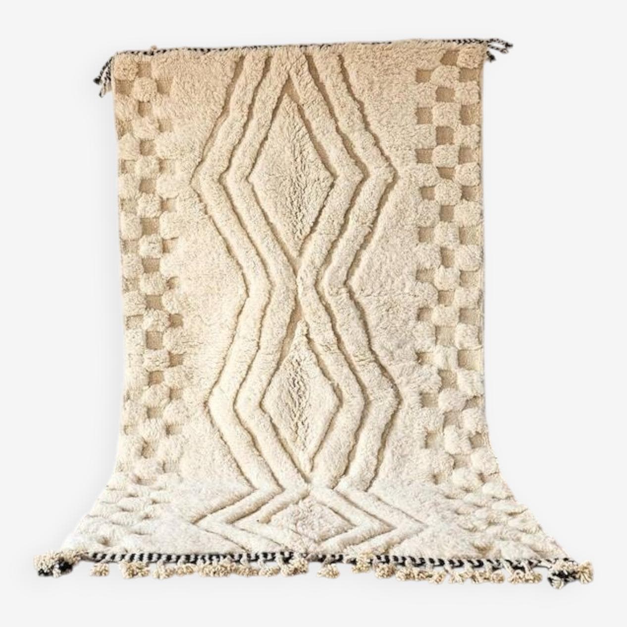 Ręcznie tkany dywan 150x260 cm, wełna, biały, Maroko - 199518