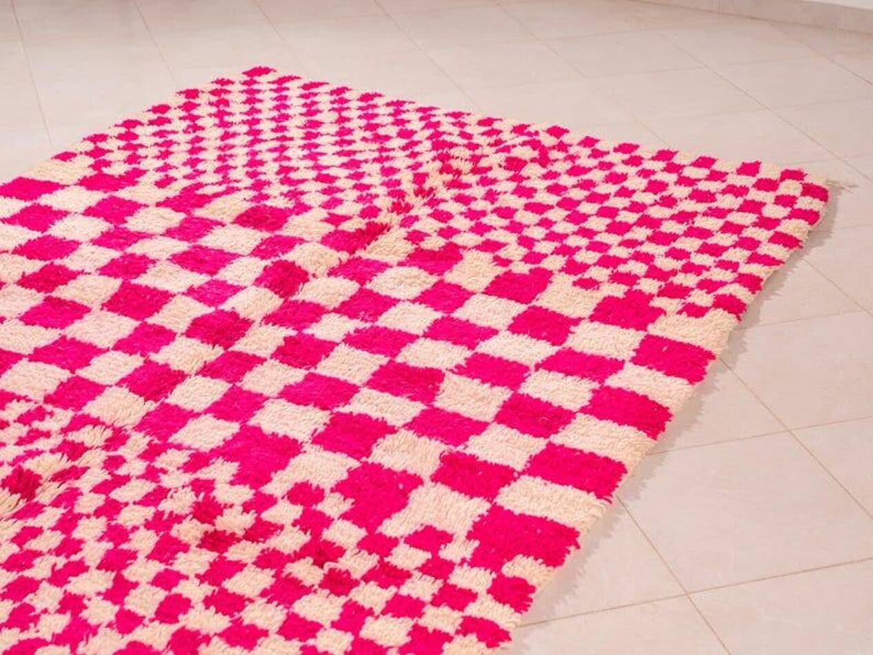 Ręcznie tkany dywan 150x250 cm, wełna, czerwony, biały, Maroko - 199468