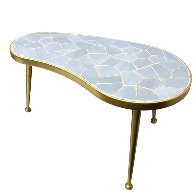 Kwietnik, ceramika jasnoniebieska, aluminium złoty, Niemcy, lata 60. - WYMIARY