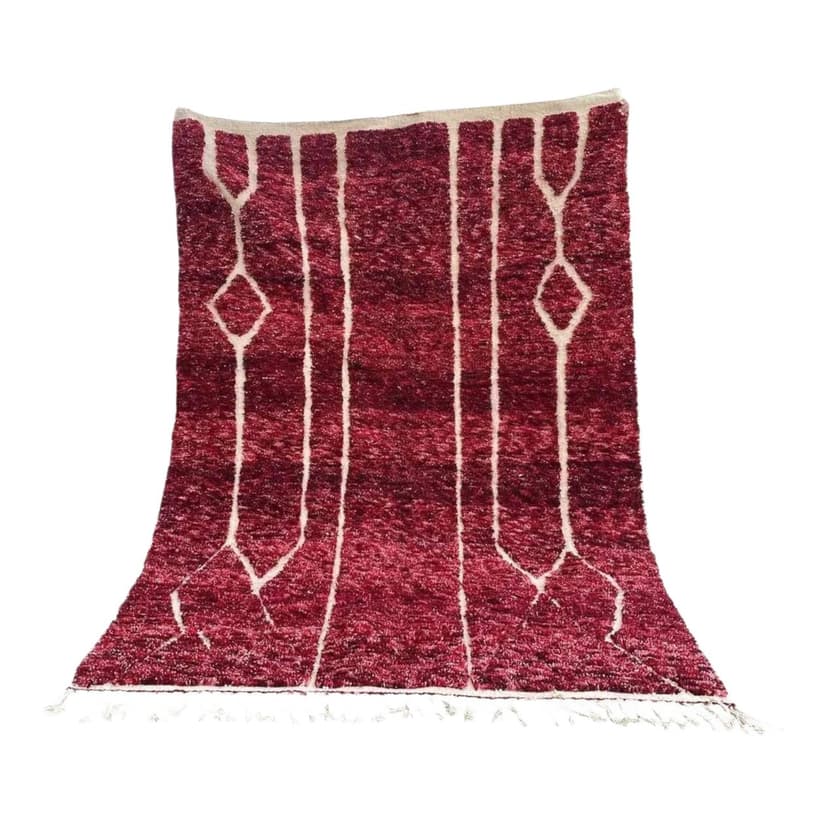 Ręcznie tkany dywan 150x250 cm, wełna, czerwony, kość słoniowa, Maroko