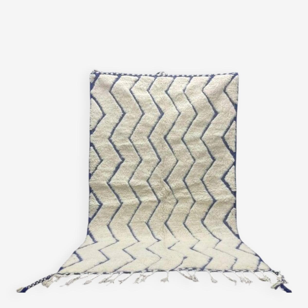 Ręcznie tkany dywan 250x150 cm, wełna, niebieski, kremowy, Maroko - 199376