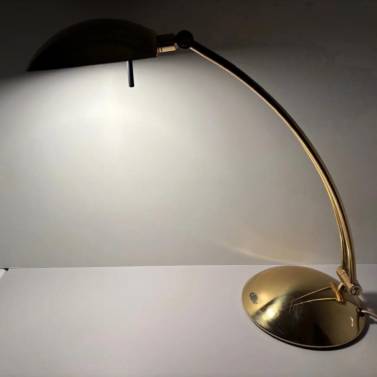 Desk lamp, golden brass, Hustadt Leuchten, Germany, 1970s. - 14033