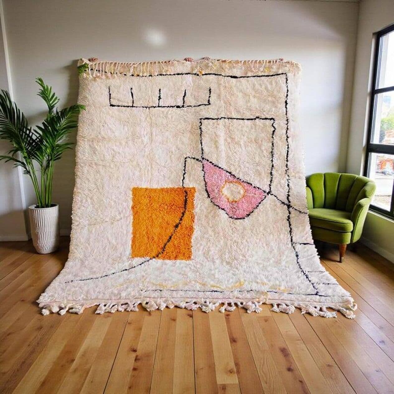 Ręcznie tkany dywan 200x300 cm, wełna, multikolor, Maroko - 199361