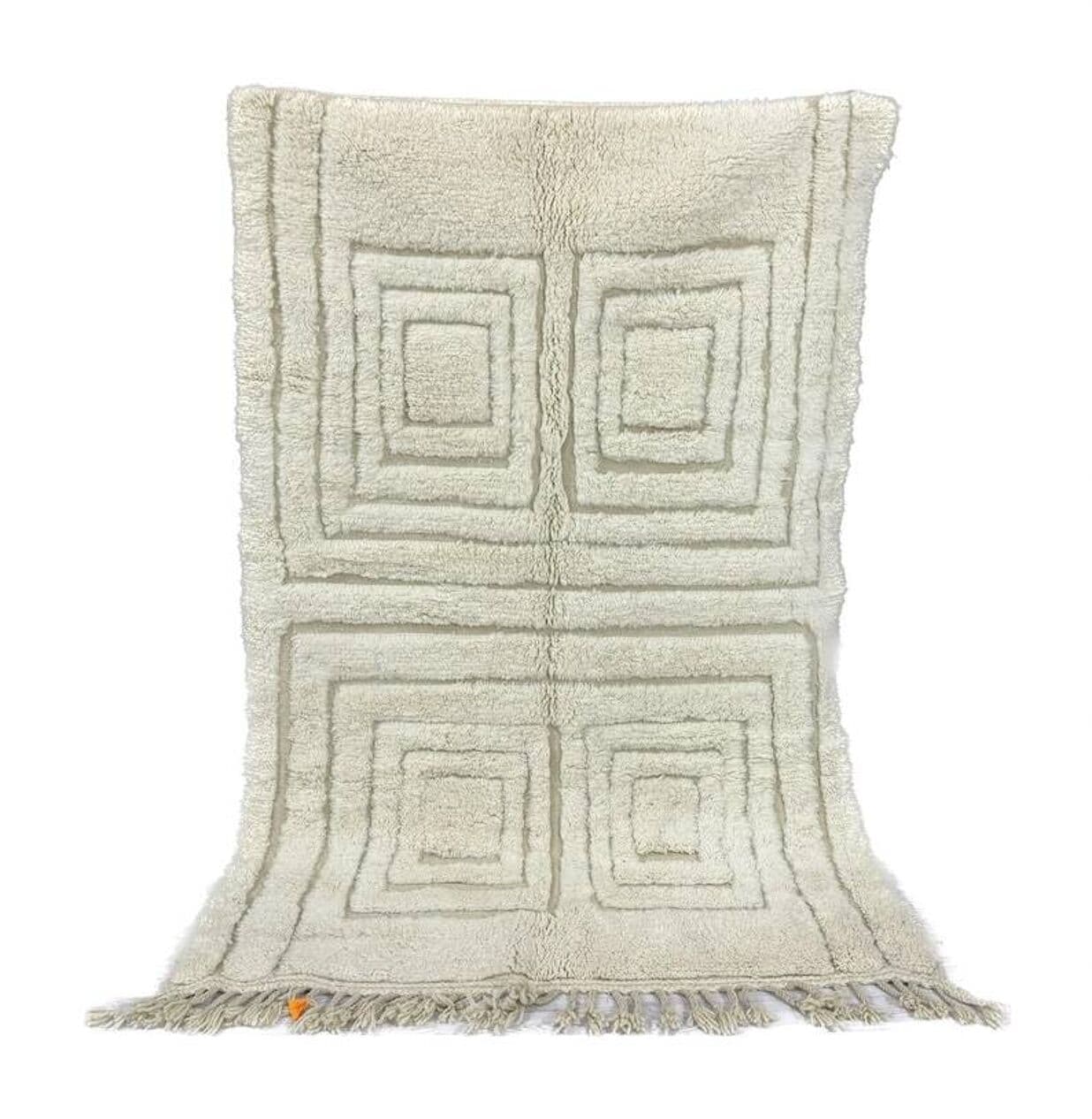 Ręcznie tkany dywan 250x150 cm, wełna, biały, Maroko - 199349