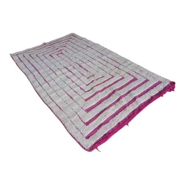 Ręcznie tkany dywan 250x150 cm, wełna, beżowy, magenta, Maroko - WYMIARY