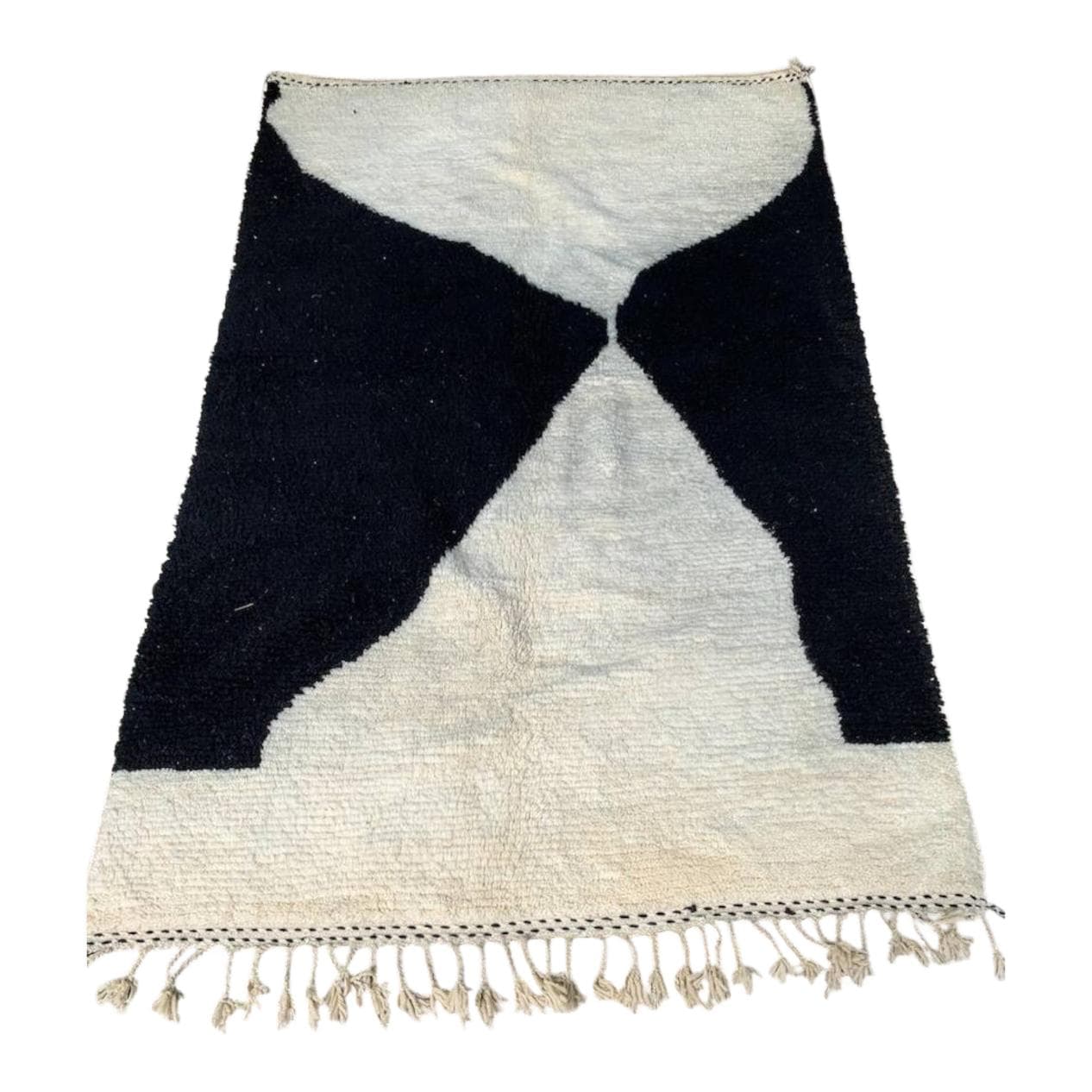 Ręcznie tkany dywan 150x250 cm, wełna, czarny, kość słoniowa, Maroko