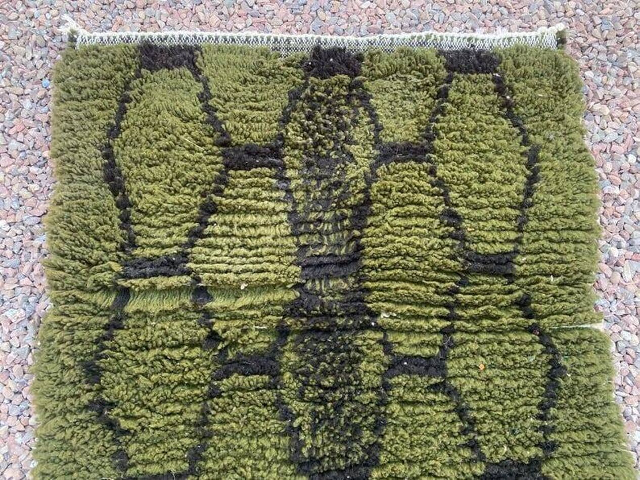 Handwoven rug 250x200 cm, wool, green, black, Morocco - 199291