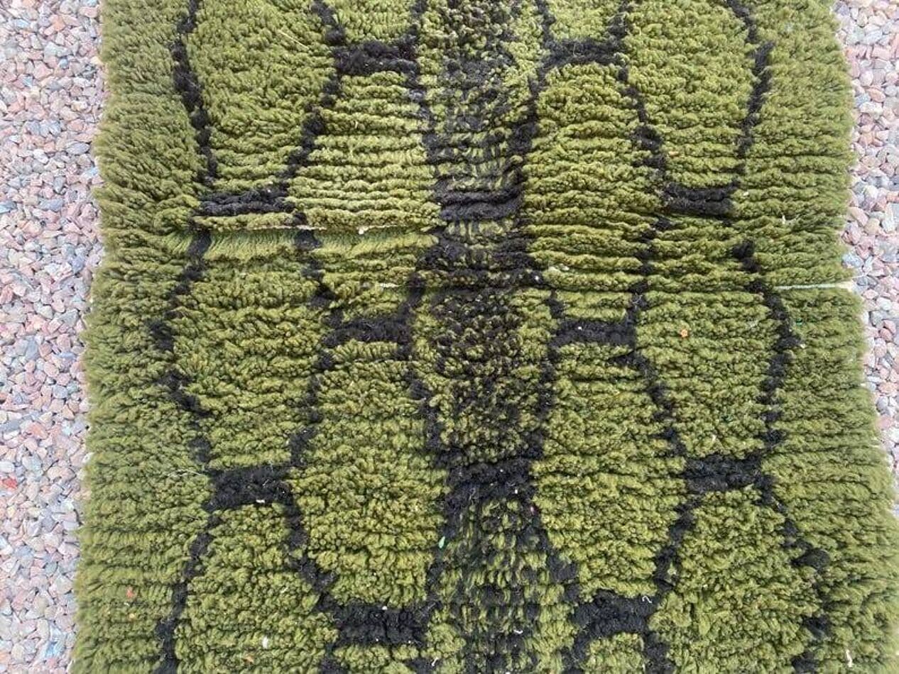 Handwoven rug 250x200 cm, wool, green, black, Morocco - 199292