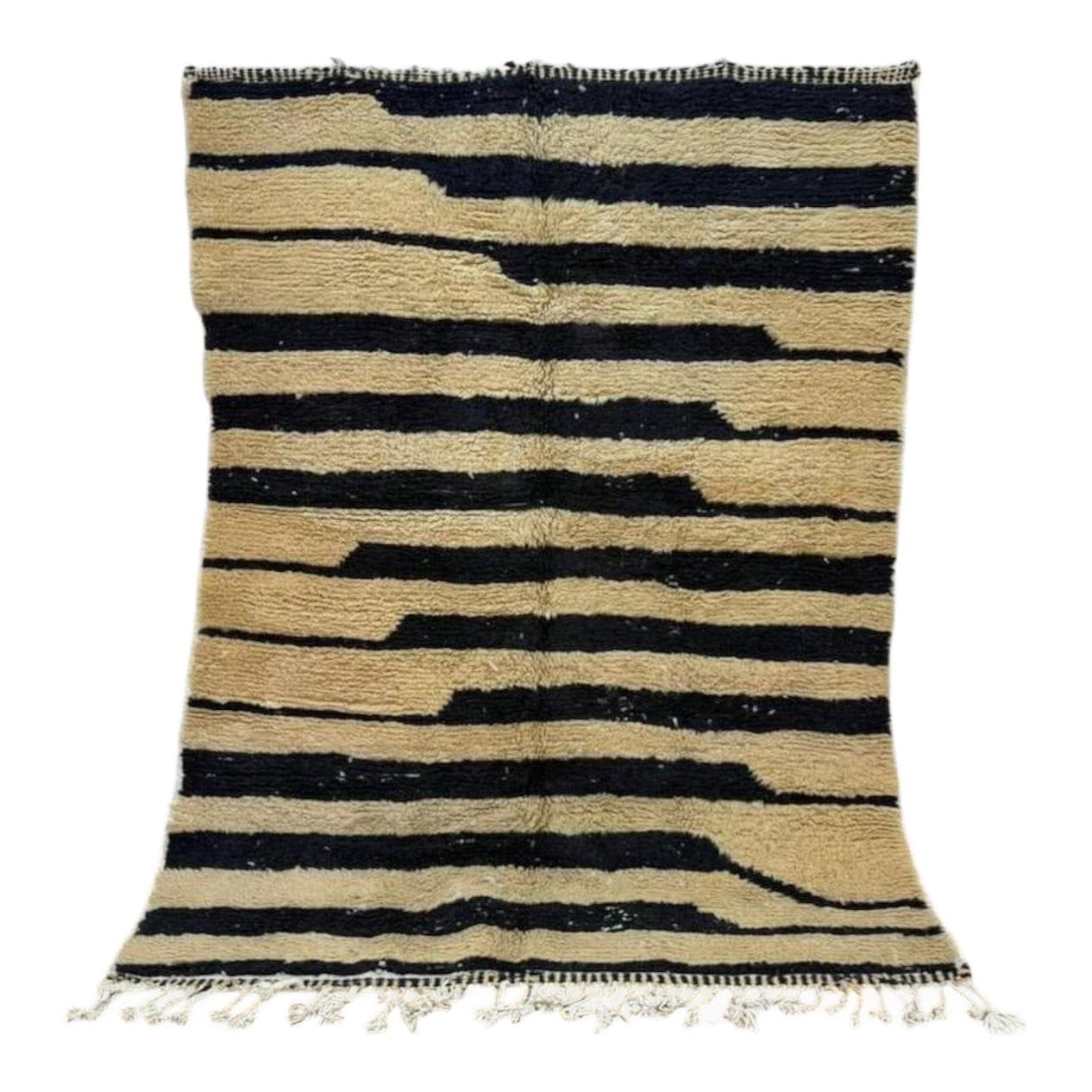 Handwoven rug 250x150 cm, wool, ecru, black, Morocco