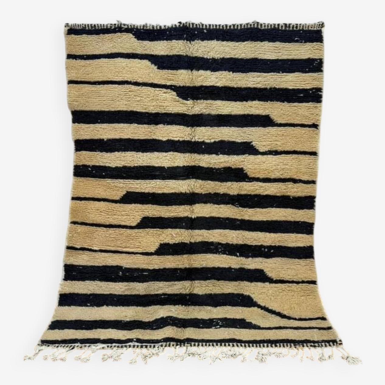 Handwoven rug 250x150 cm, wool, ecru, black, Morocco - 199267