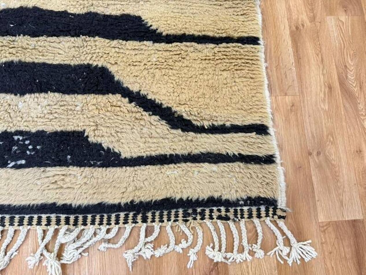Handwoven rug 250x150 cm, wool, ecru, black, Morocco - 199273