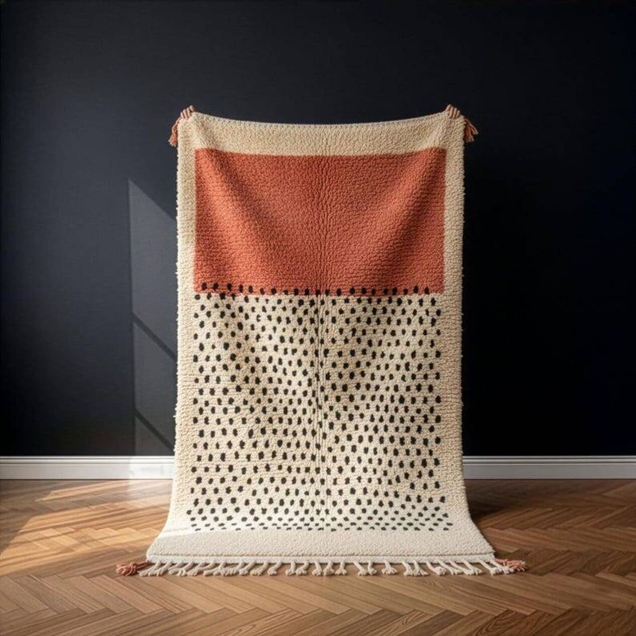 Handwoven rug 250x150 cm, wool, pink, Morocco - 199199