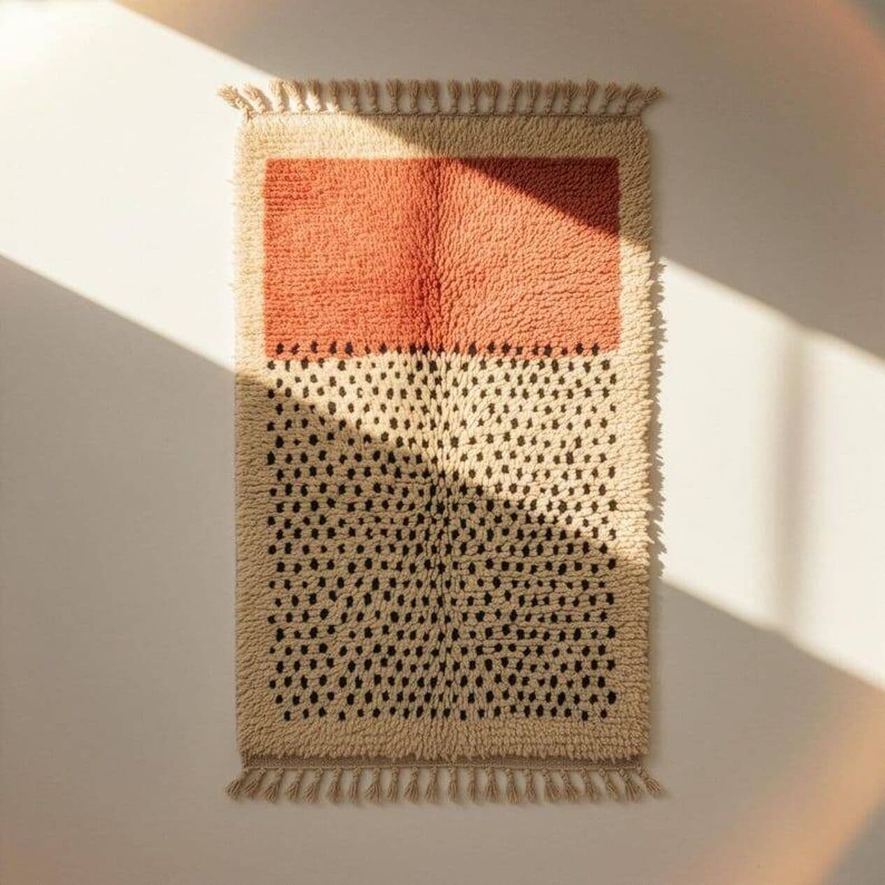 Handwoven rug 250x150 cm, wool, pink, Morocco - 199203