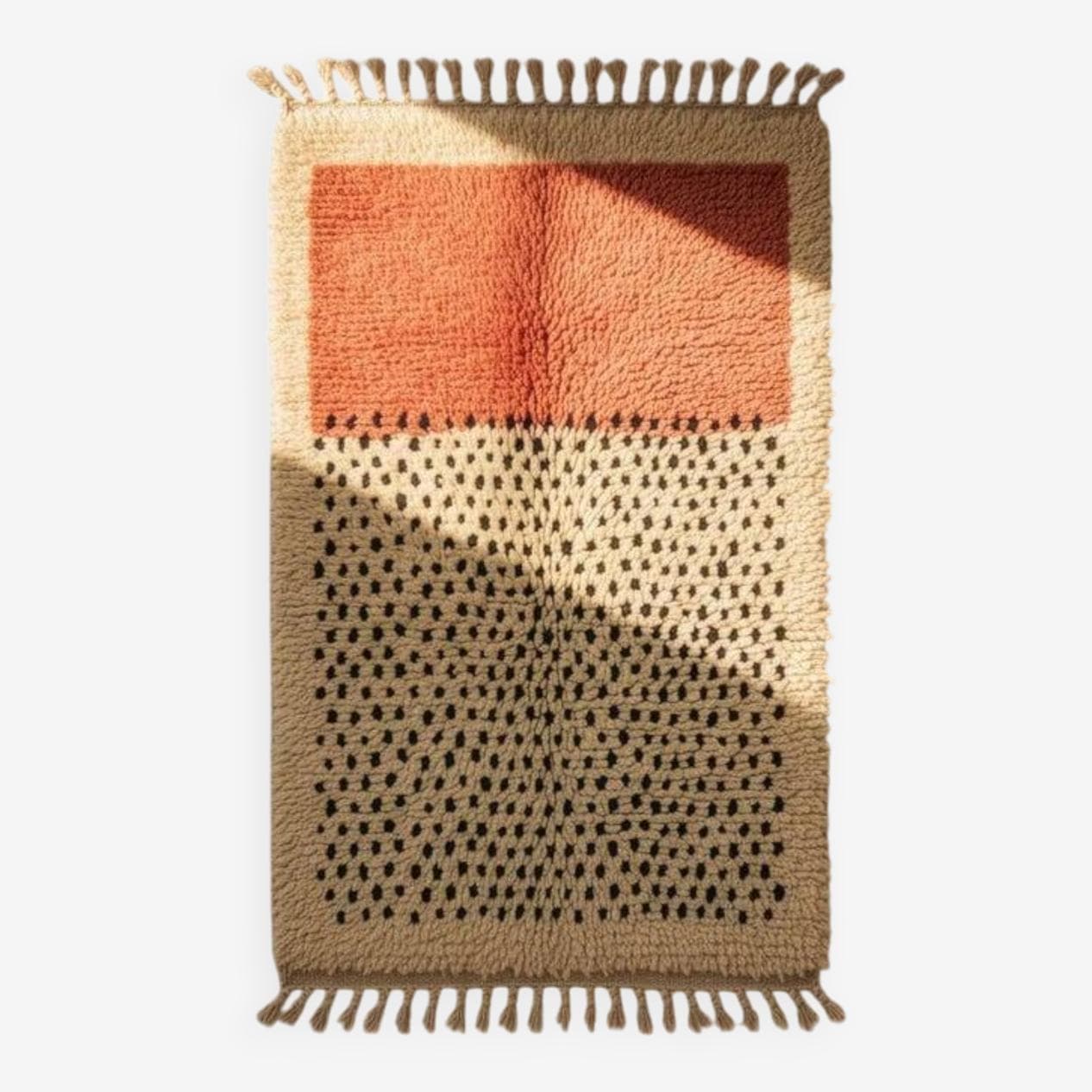 Handwoven rug 250x150 cm, wool, pink, Morocco - 199197