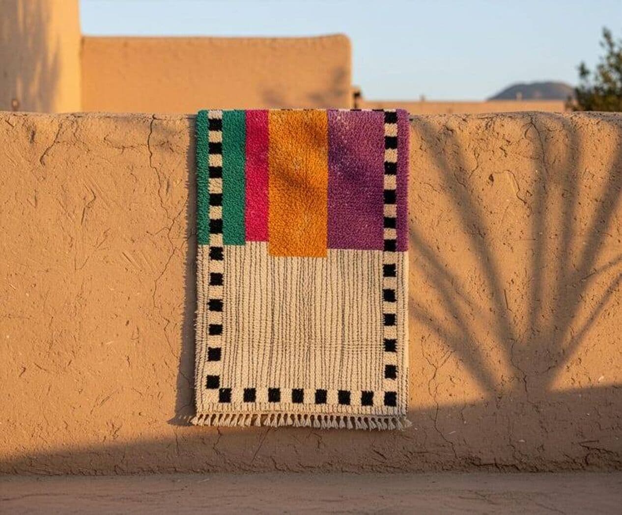 Ręcznie tkany dywan 100x200 cm, wełna, multikolor, Maroko - 199193