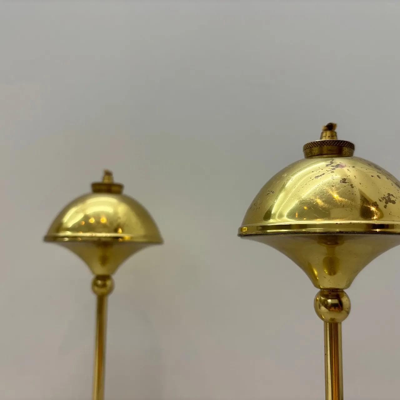 Para lamp oliwnych, złocony mosiądz, Dania, lata 70. - 14012