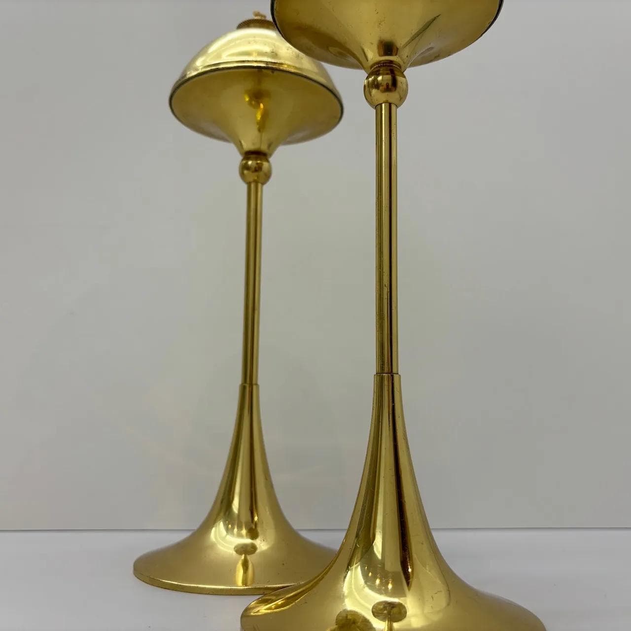 Para lamp oliwnych, złocony mosiądz, Dania, lata 70. - 14011