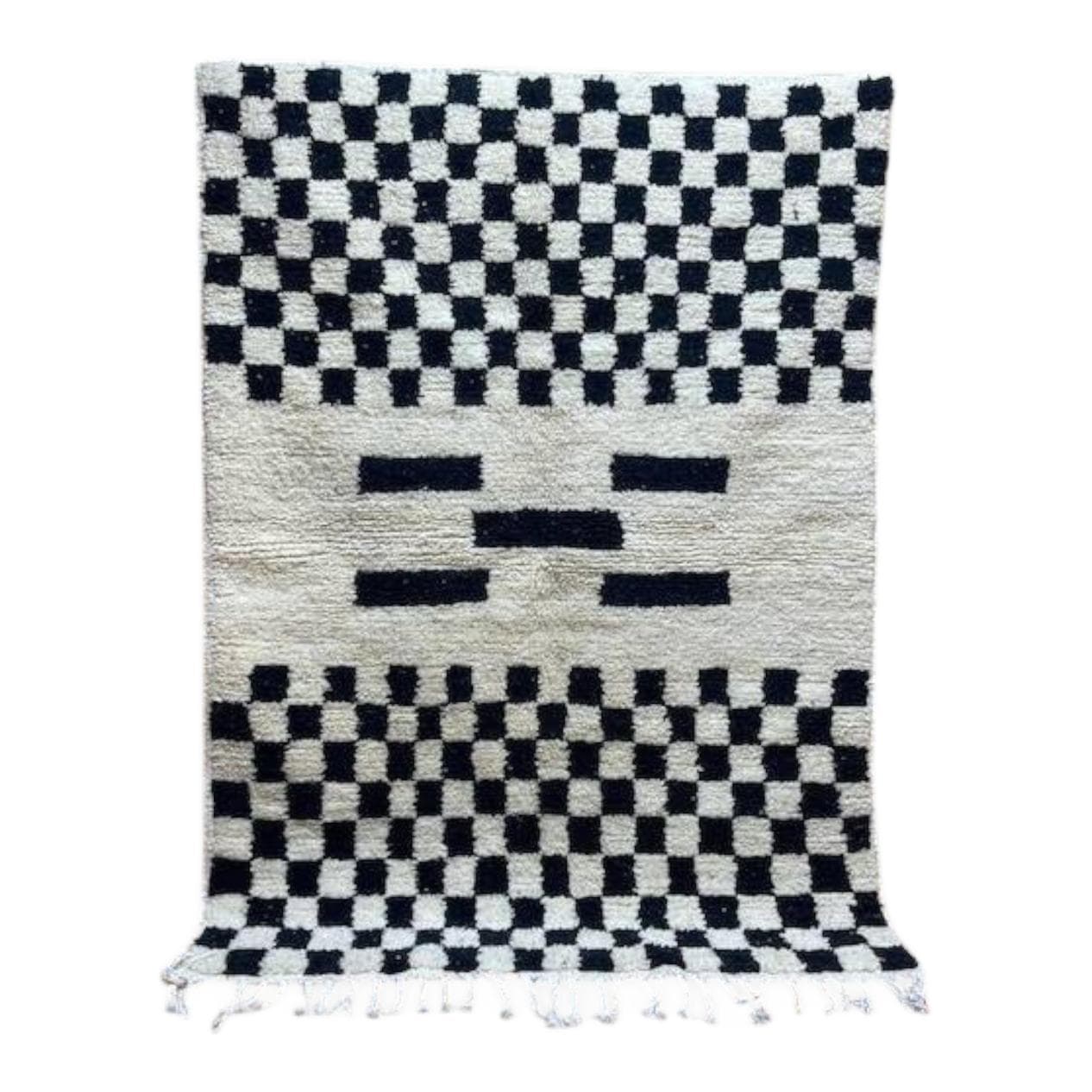 Ręcznie tkany dywan 250x150 cm, wełna, kość słoniowa, czarny, Maroko