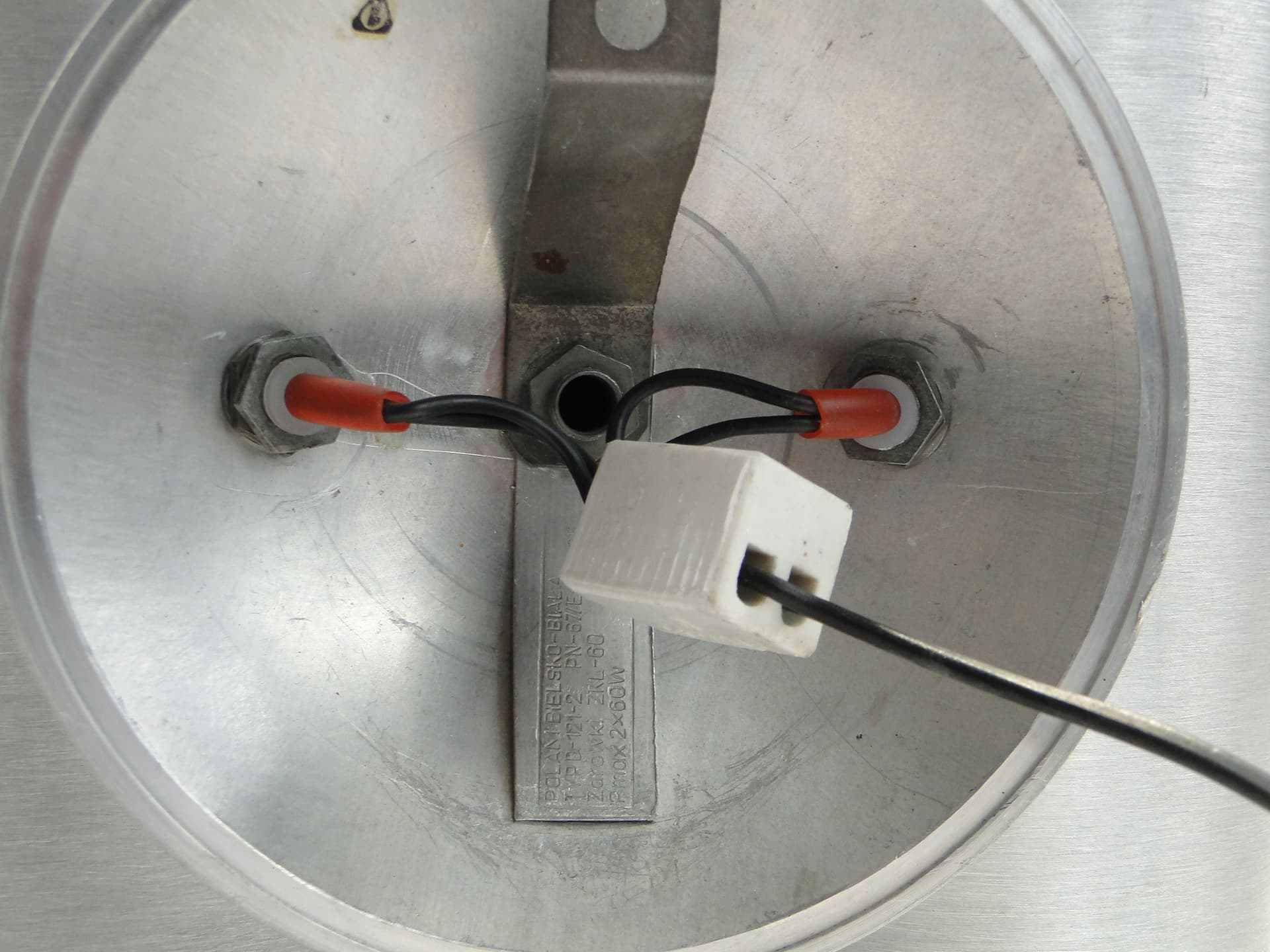 Wall sconce, silver brushed aluminium, Polam, Poland, 1960s. - 1402