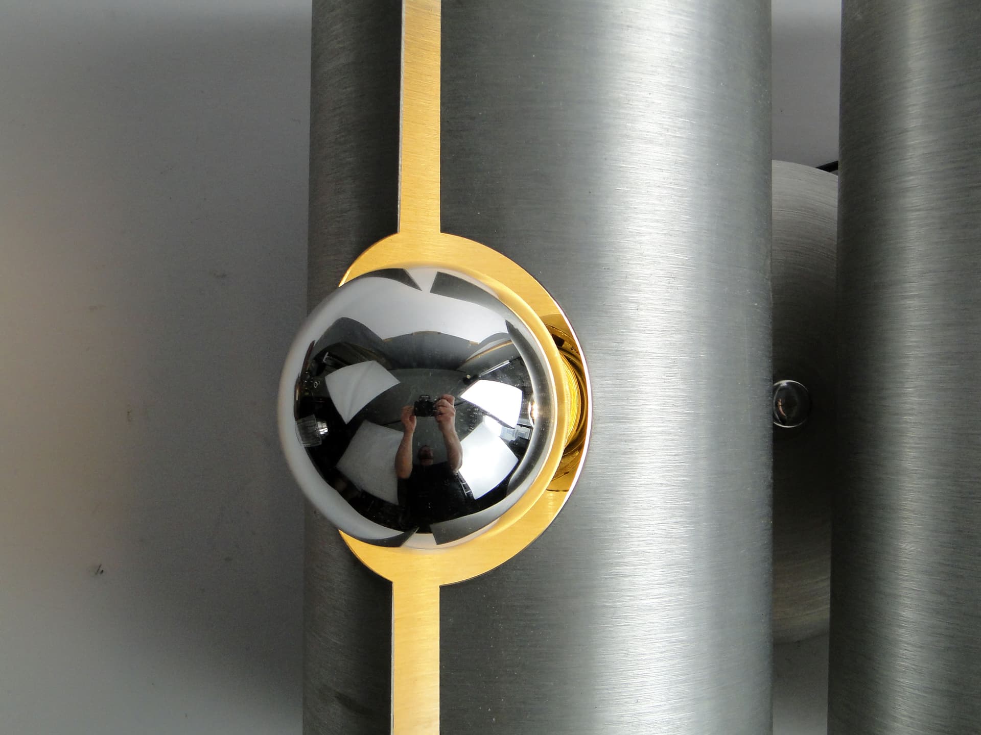 Wall sconce, silver brushed aluminium, Polam, Poland, 1960s. - 1399