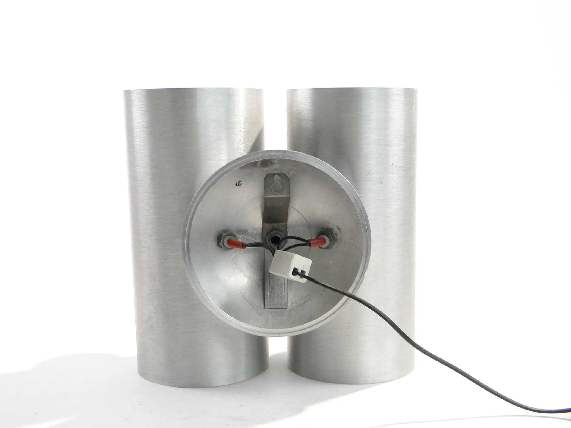 Wall sconce, silver brushed aluminium, Polam, Poland, 1960s. - 1401