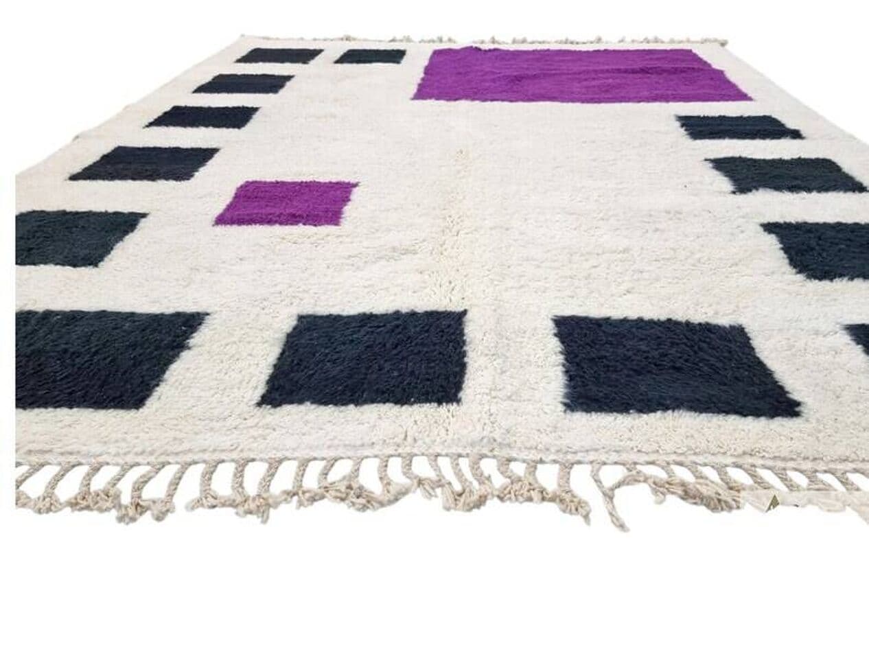 Ręcznie tkany dywan 250x150 cm, wełna, kość słoniowa, Maroko - 199040