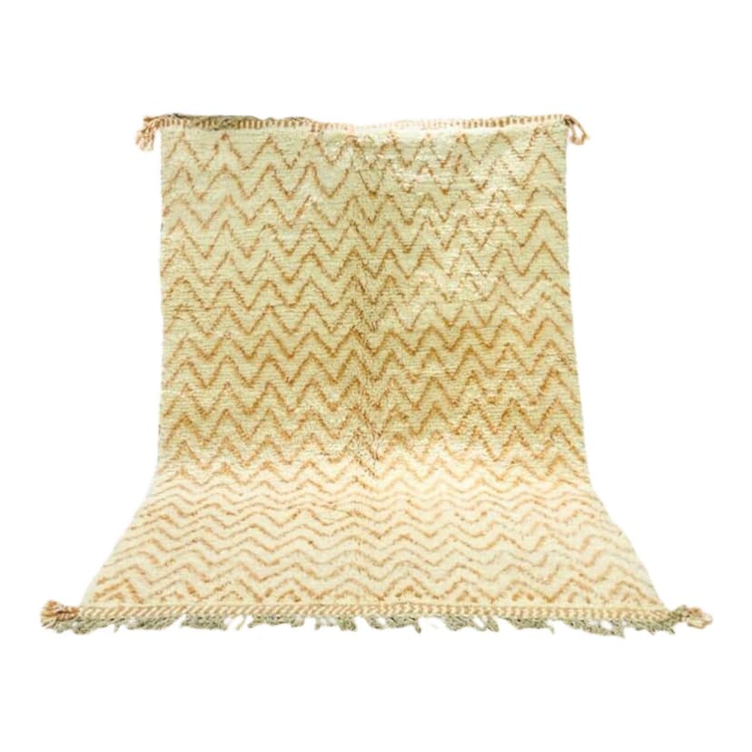 Ręcznie tkany dywan 250x150 cm, wełna, ecru, brązowy, Maroko