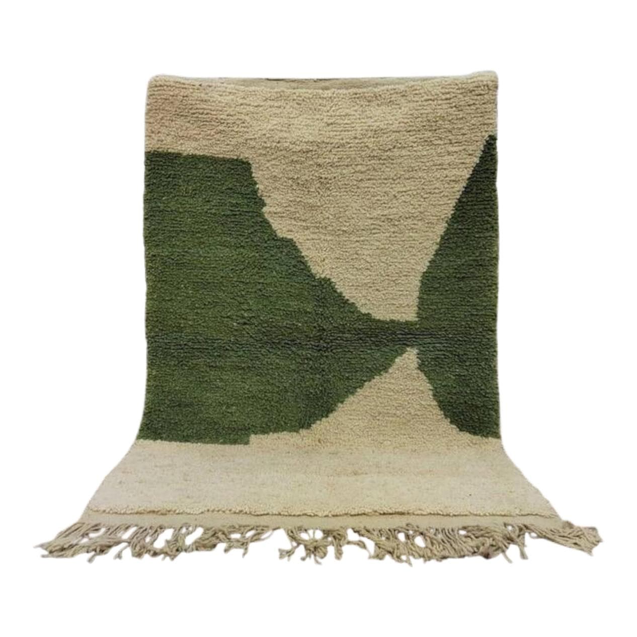 Ręcznie tkany dywan 100x200 cm, wełna, beżowy, zielony, szary, bursztynowy, Maroko