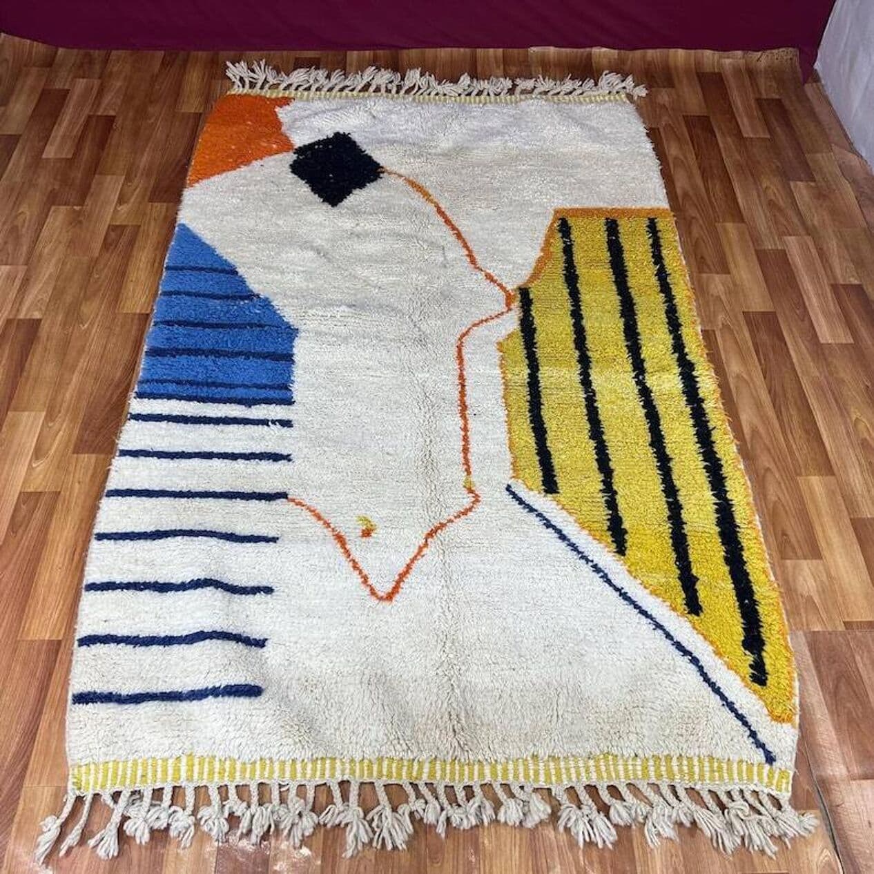 Ręcznie tkany dywan 200x100 cm, wełna, multikolor, Maroko - 198967