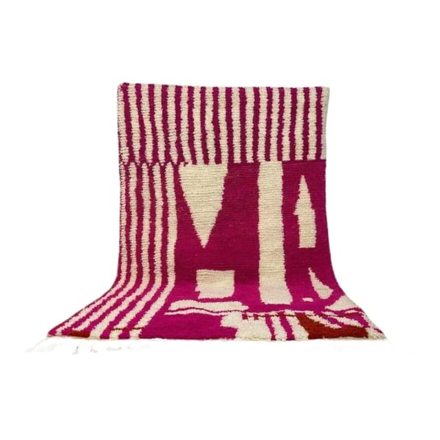 Handwoven rug 300x200 cm, wool, pink, Morocco - DIMENSION