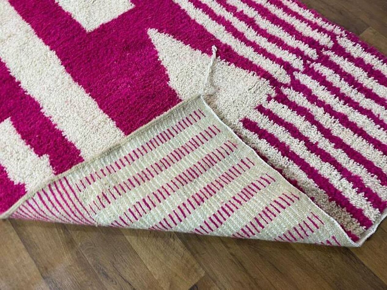 Handwoven rug 300x200 cm, wool, pink, Morocco - 198954