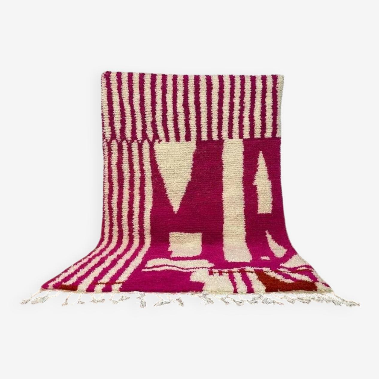 Handwoven rug 300x200 cm, wool, pink, Morocco - 198948