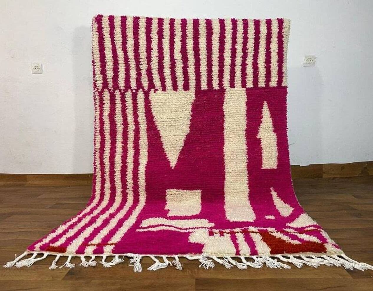 Handwoven rug 300x200 cm, wool, pink, Morocco - 198949