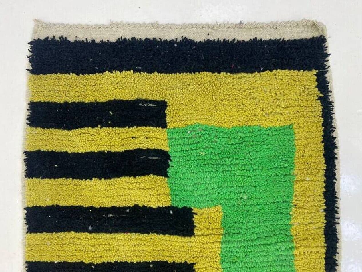 Ręcznie tkany dywan 250x150 cm, wełna, żółty, zielony, czarny, Maroko - 198876