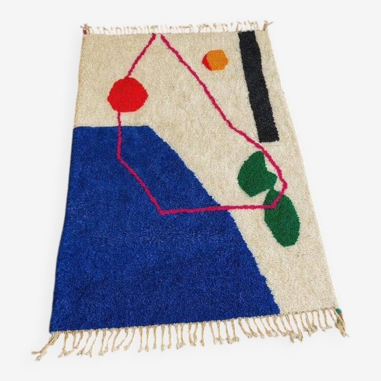 Ręcznie tkany dywan 100x200 cm, wełna, multikolor, Maroko - 198851