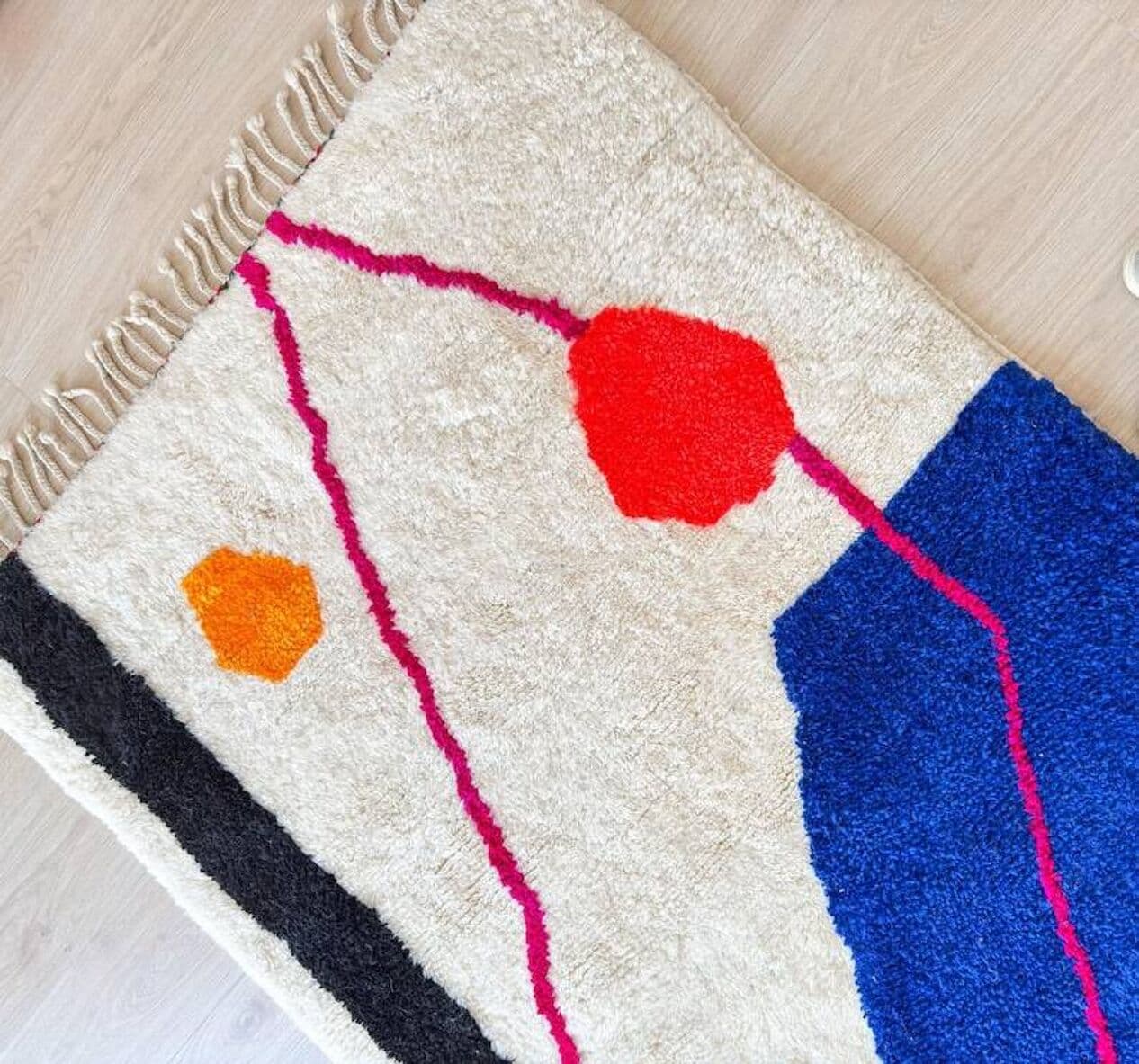 Ręcznie tkany dywan 100x200 cm, wełna, multikolor, Maroko - 198857