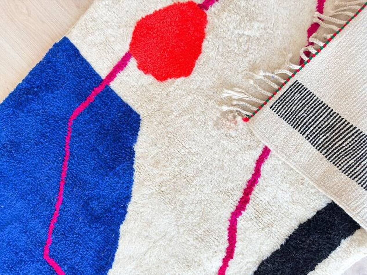 Ręcznie tkany dywan 100x200 cm, wełna, multikolor, Maroko - 198852