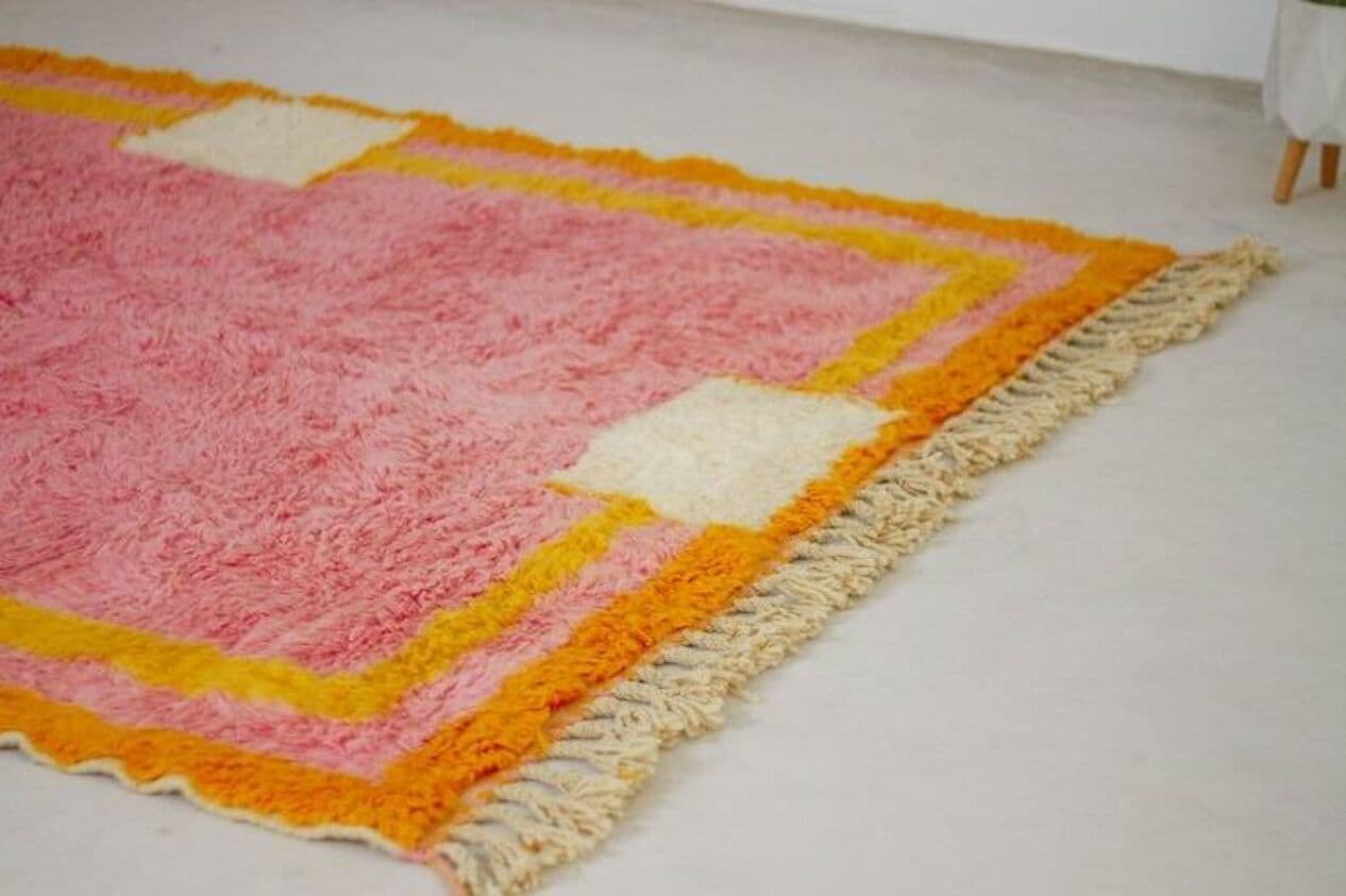 Ręcznie tkany dywan 240x160 cm, wełna, różowy, Maroko - 198841