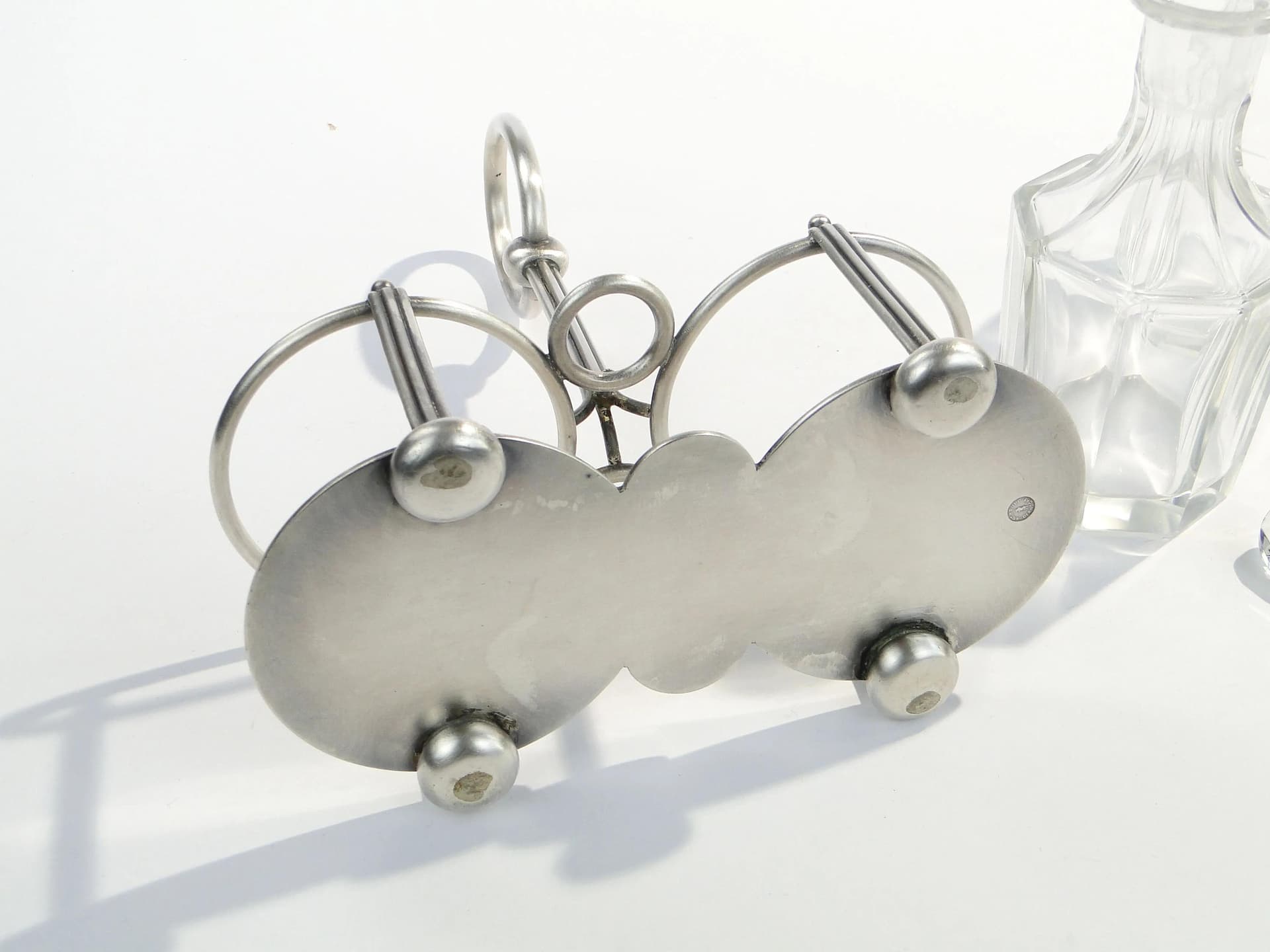 Condiment cruet set, Art Deco, silver metal, Germany, 1920s - 14097