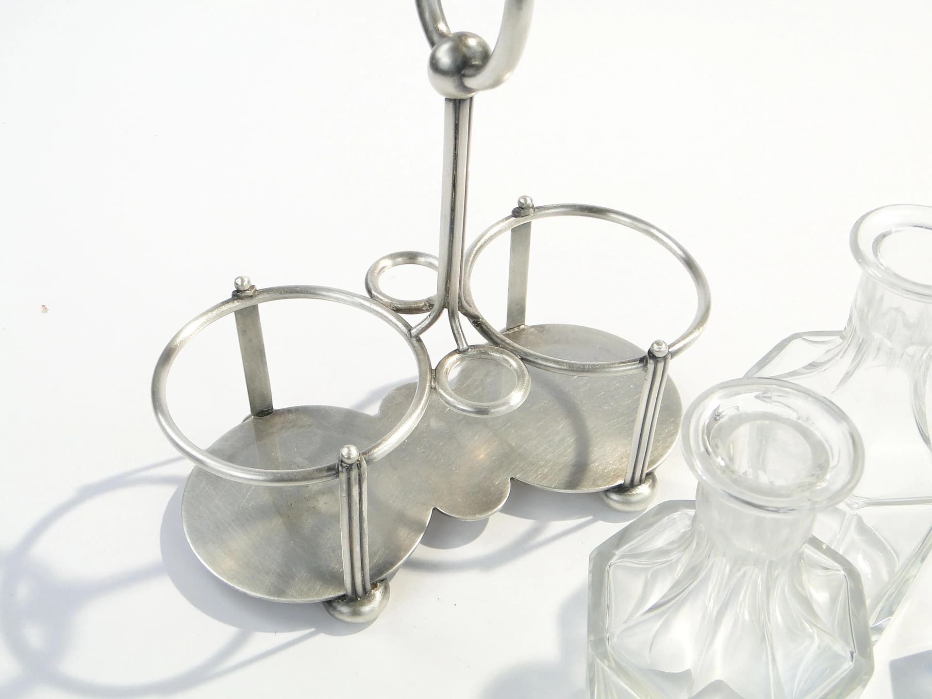 Condiment cruet set, Art Deco, silver metal, Germany, 1920s - 14096