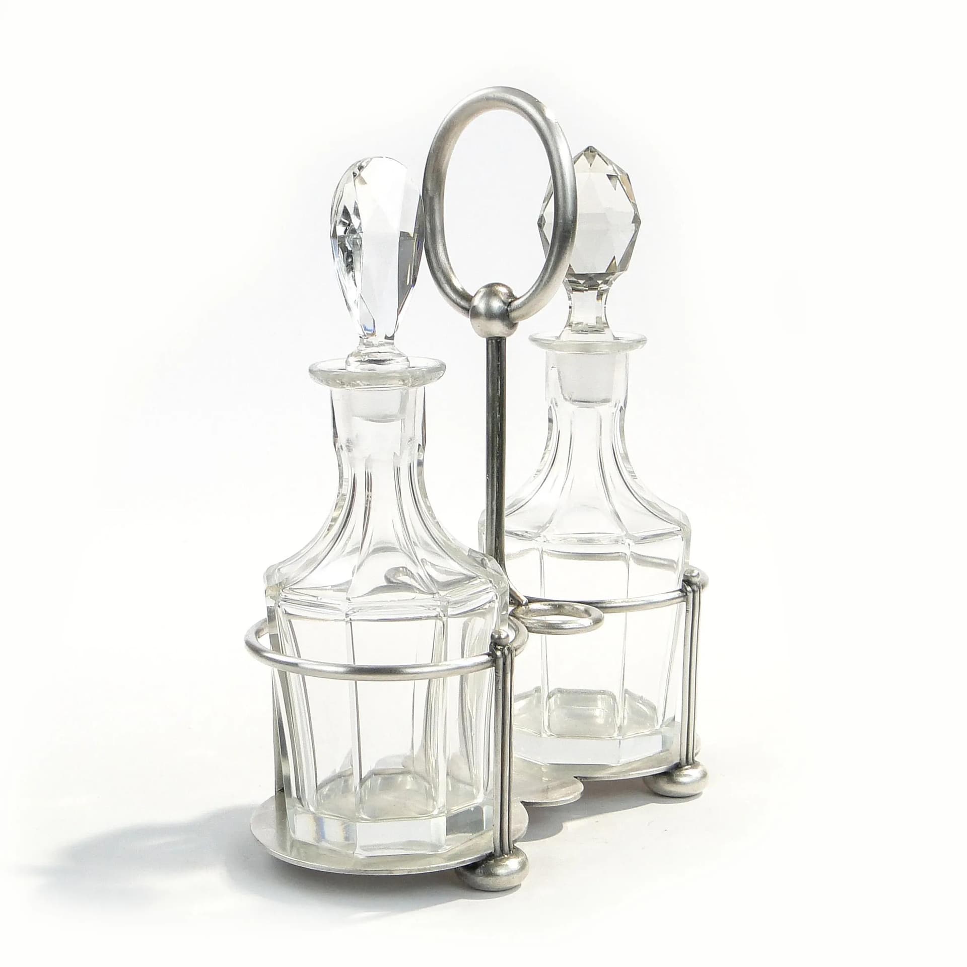 Condiment cruet set, Art Deco, silver metal, Germany, 1920s - 14091