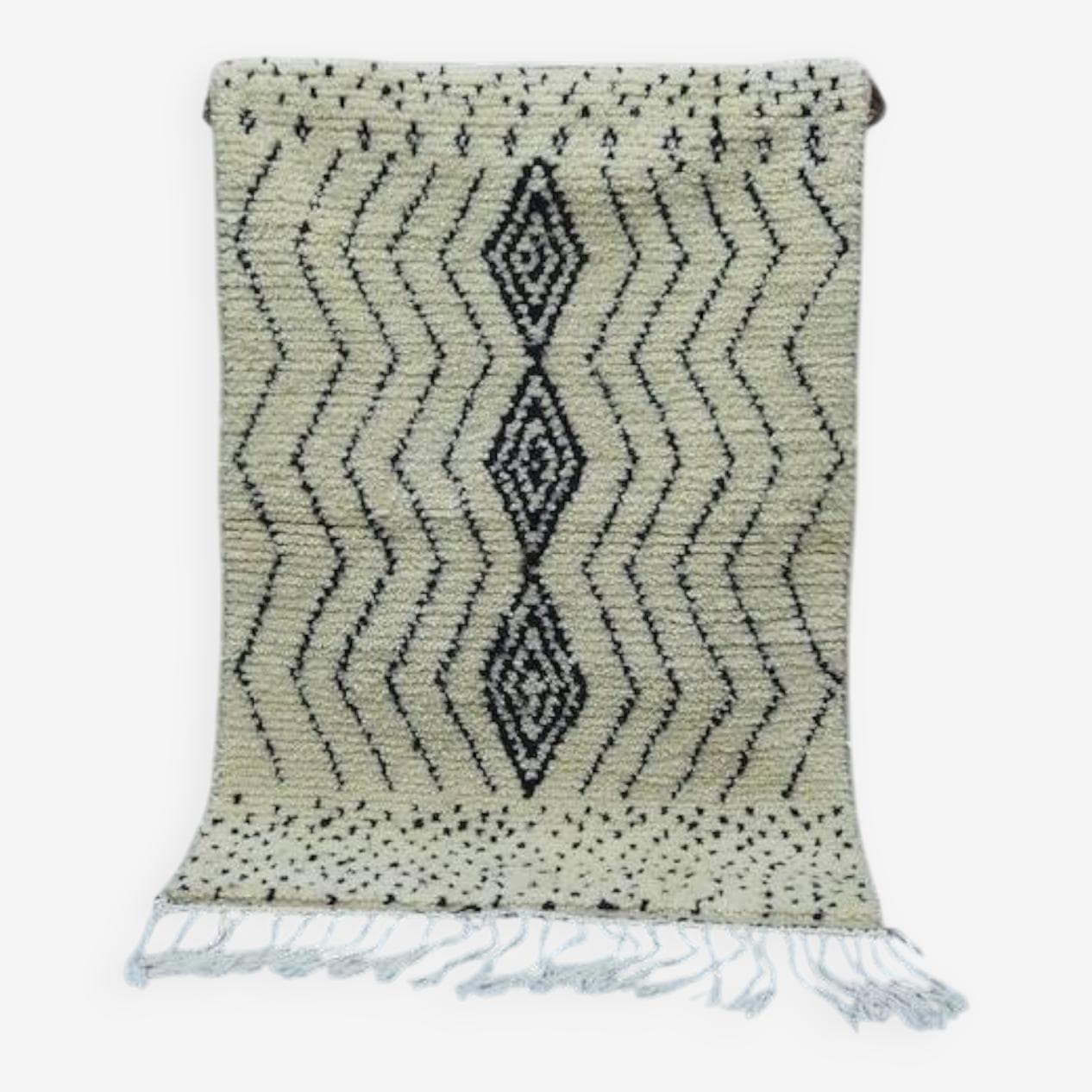 Ręcznie tkany dywan 200x300 cm, wełna, kremowy, czarny, Maroko - 198739