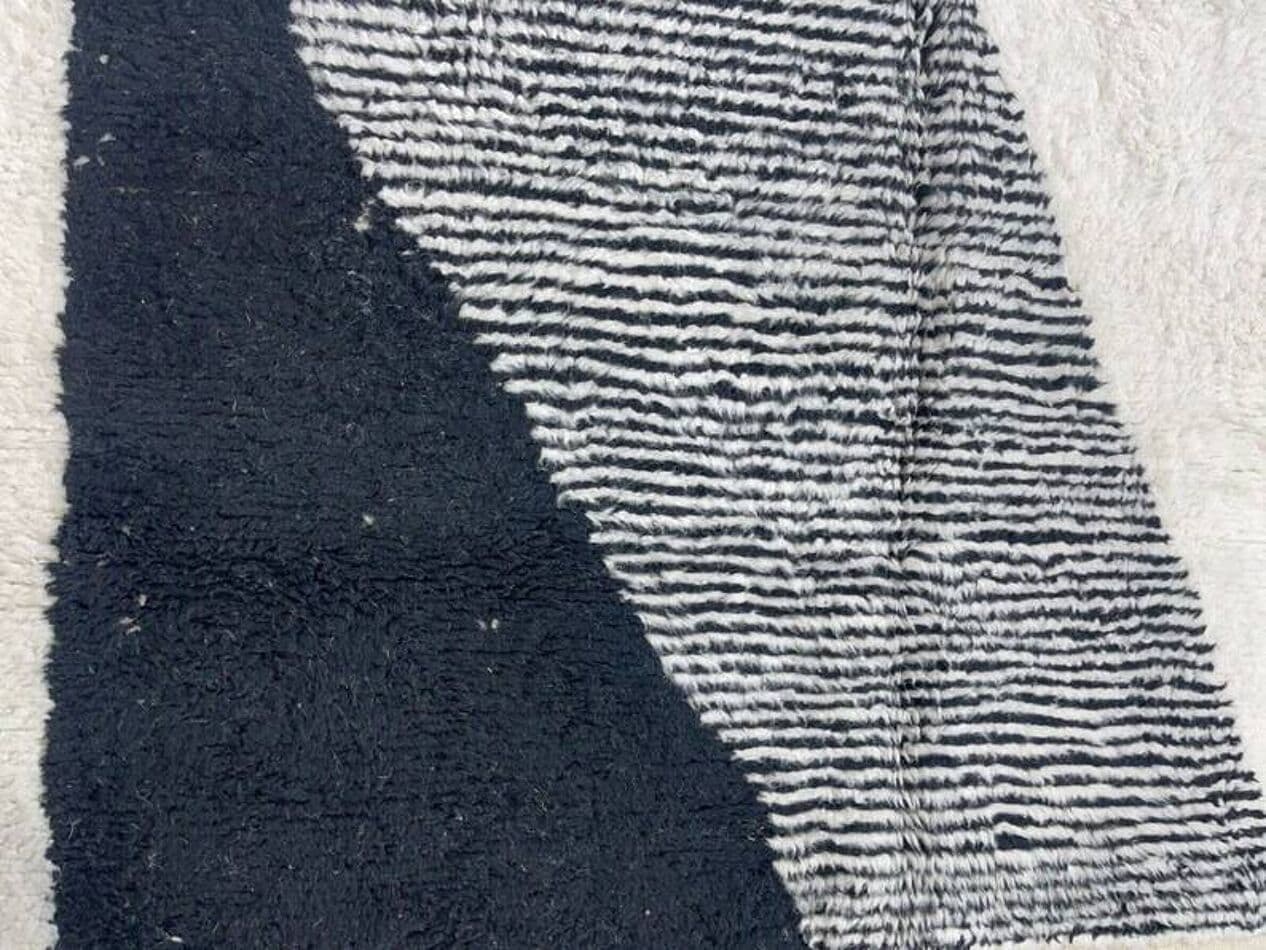 Ręcznie tkany dywan 240x160 cm, wełna, czarny, biały, Maroko - 198666