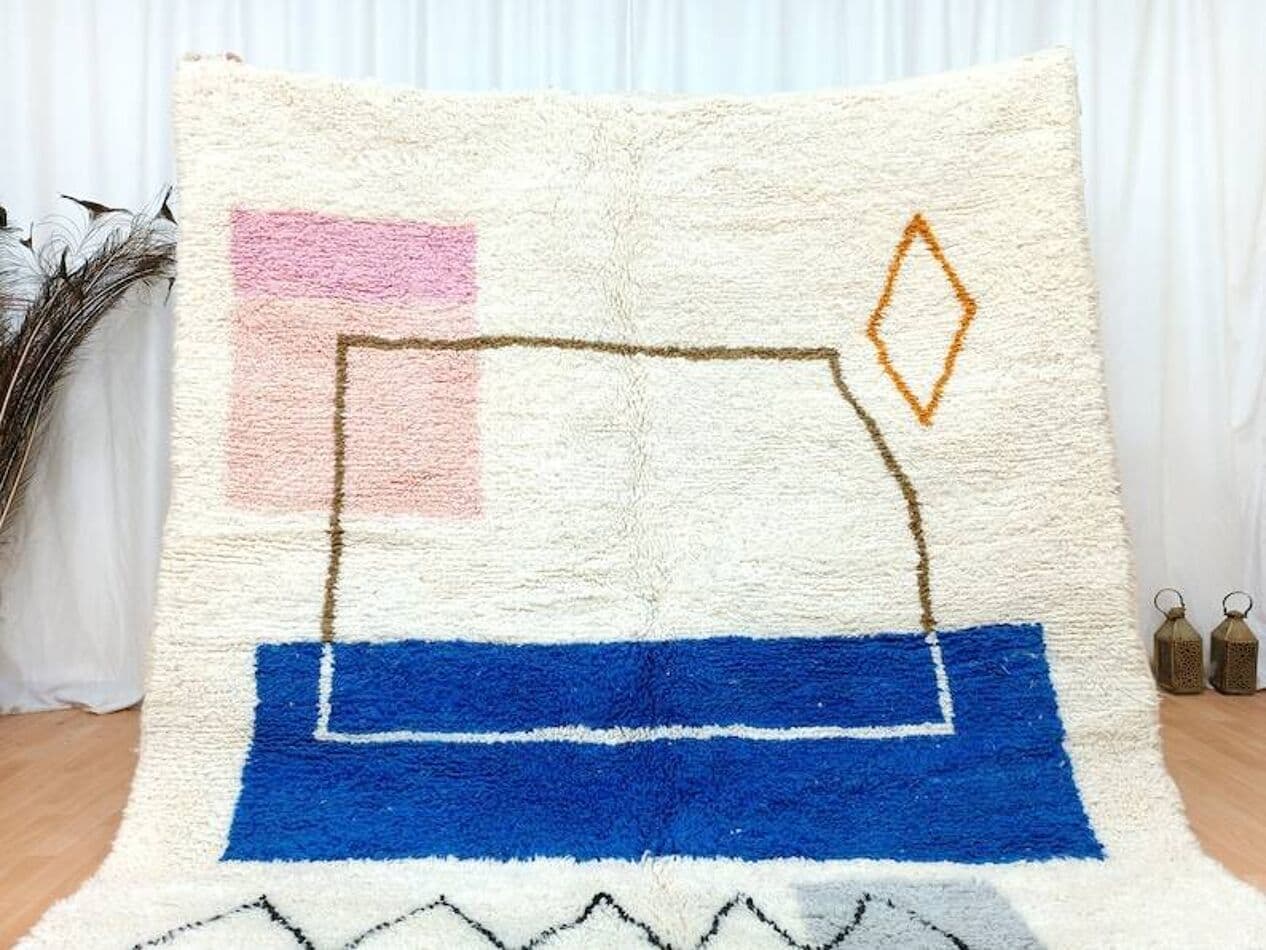 Ręcznie tkany dywan 250x150 cm, wełna, multikolor, Maroko - 198658