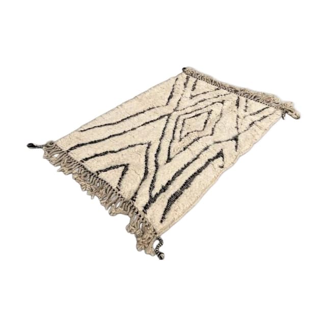 Handwoven rug 200x300 cm, wool, black, cream, Morocco - DIMENSION