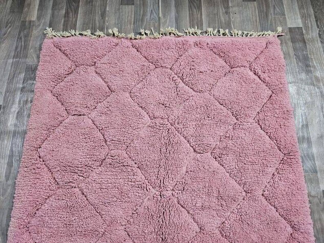 Ręcznie tkany dywan 200x300 cm, wełna, różowy, Maroko - 198612