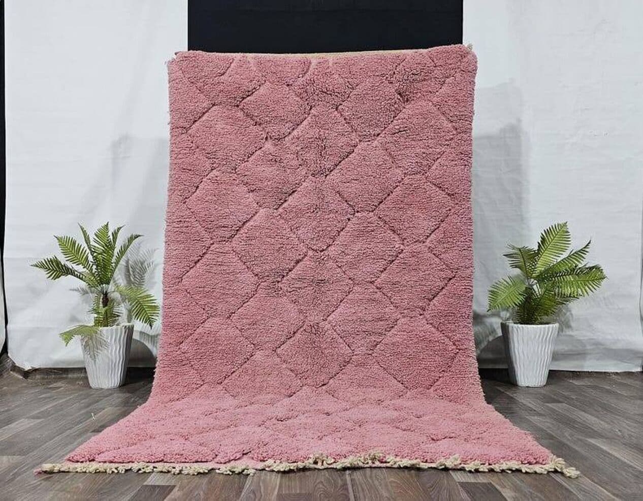 Ręcznie tkany dywan 200x300 cm, wełna, różowy, Maroko - 198608