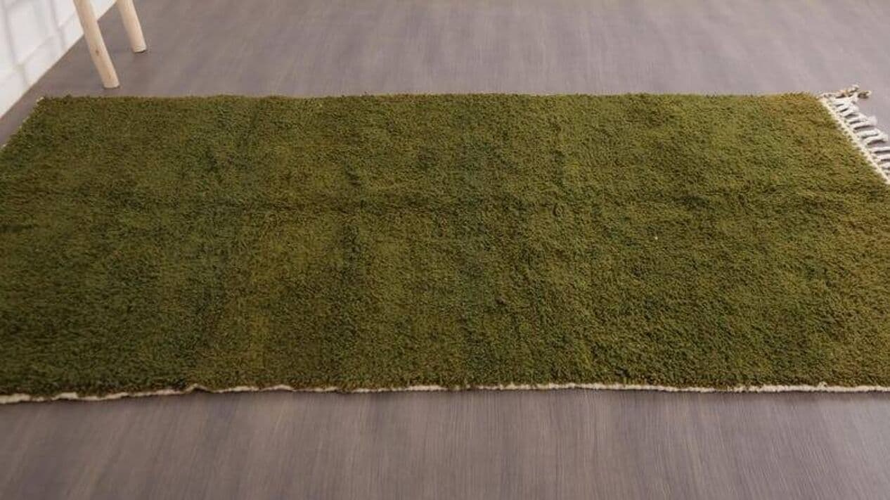 Ręcznie tkany dywan 250x150 cm, wełna, oliwkowy, Maroko - 198580