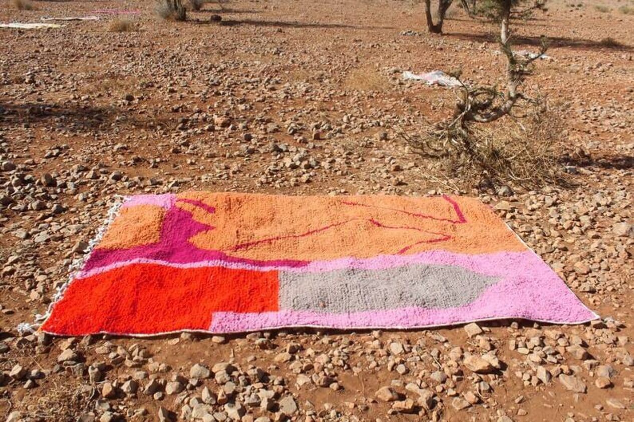 Ręcznie tkany dywan 250x150 cm, wełna, multikolor, Maroko - 198510