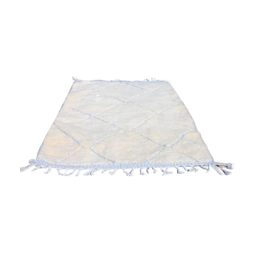 Ręcznie tkany dywan 250x150 cm, wełna, kremowy, niebieski, Maroko